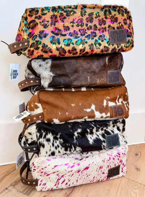 Xl Cowhide Western Toiletry/Makeup Bag