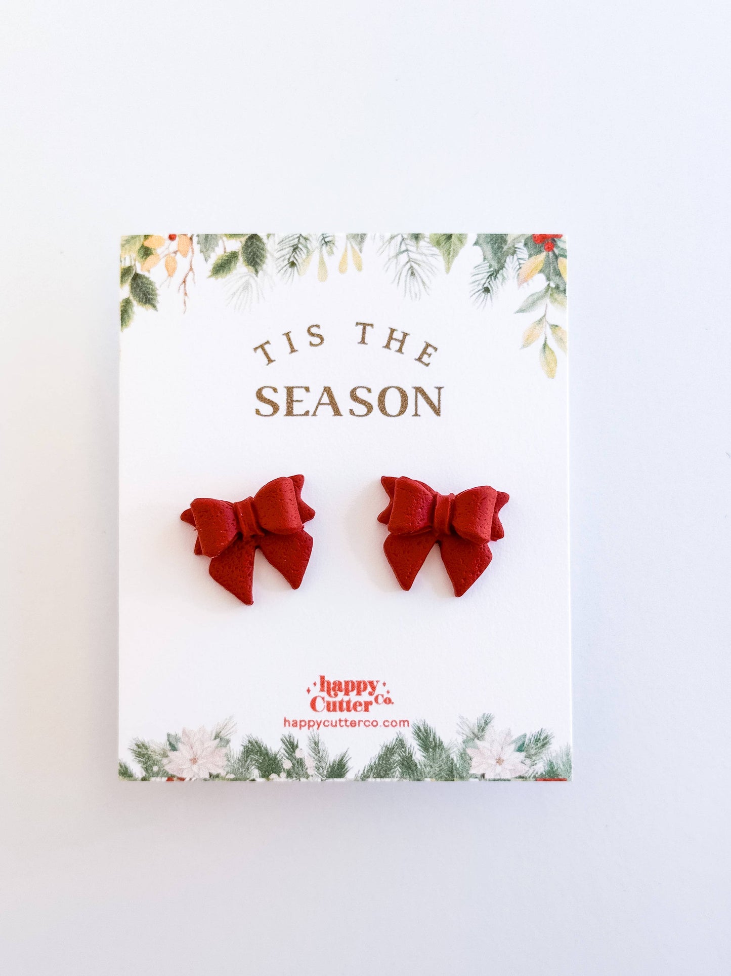 Christmas Studs - Classic Red Holiday Bow Stud Earrings