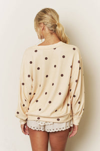 Polka Dot Long Sleeve Textured Top