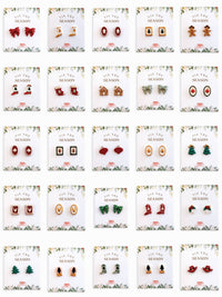 Christmas Studs - Red & White Striped Bow Holiday Earrings