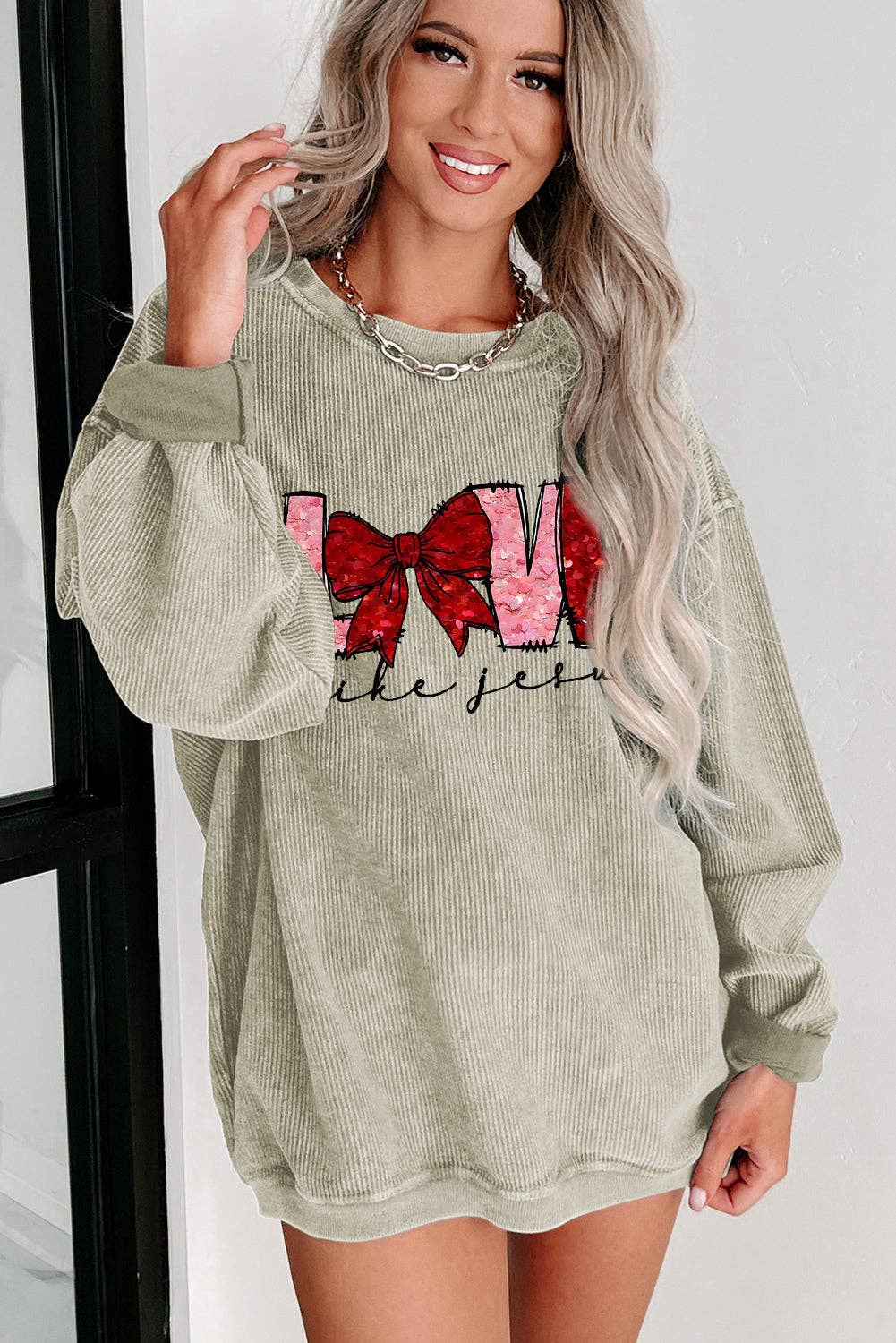 LOVE Like Jesus Crew Neck Knit Sweatshirt