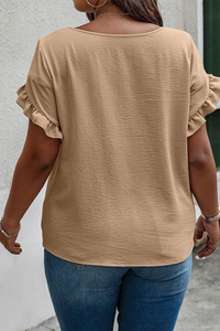 Light French Beige Ruffled Top