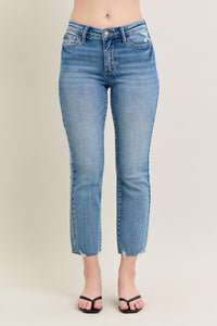 Vintage Wash Destroy Hem Kick Flare Jeans