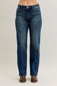 Straight Western Seam Detail Jeans