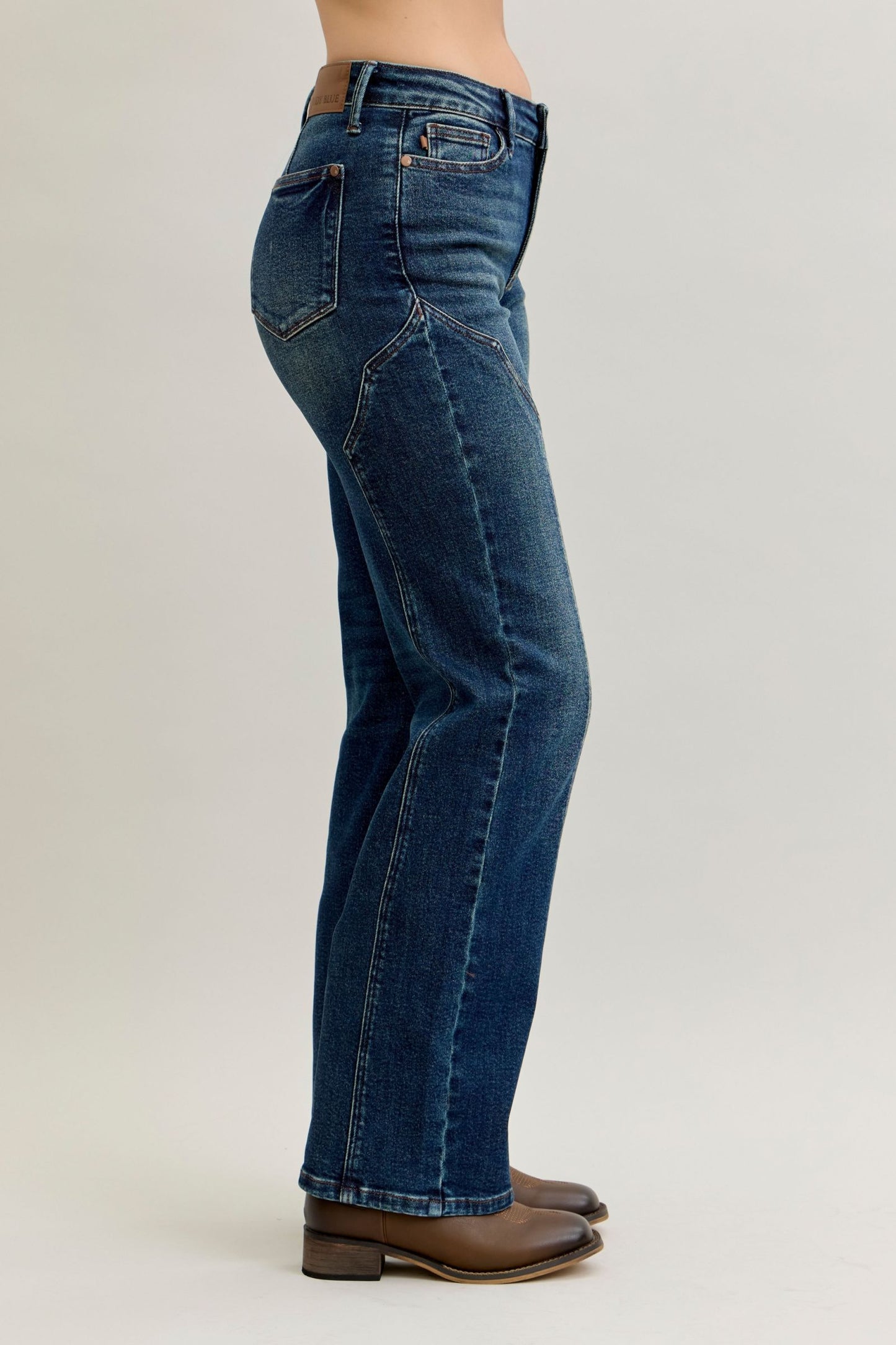 Straight Western Seam Detail Jeans