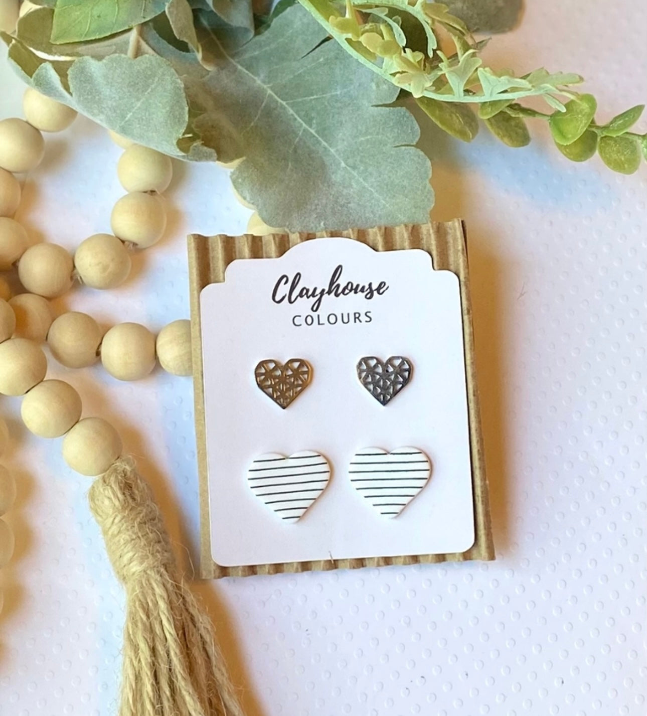 White & Black Striped Hearts