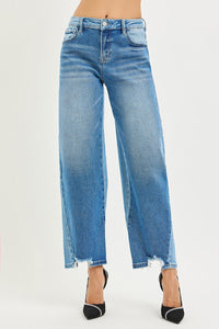 Slouchy Crop Barrel Contrast Wash Jeans