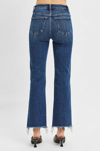 Cropped Raw Cut Hem Straight Jean