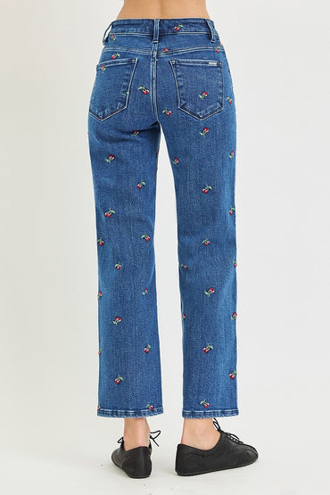 Cherry Embroidered Jeans