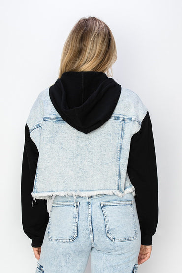 Oversized Crop Jacket w Hoodie