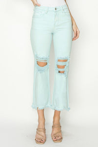High Rise Crop-Distressed Pants