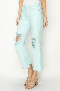 High Rise Crop-Distressed Pants