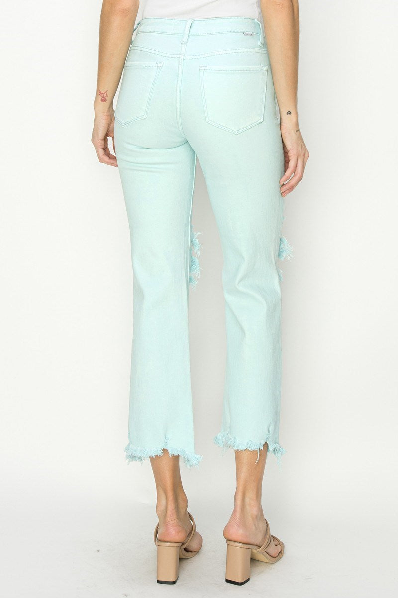 High Rise Crop-Distressed Pants