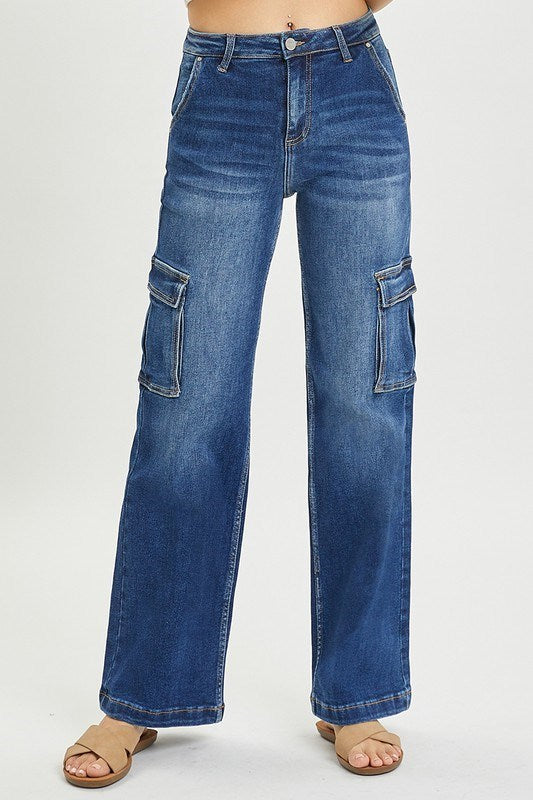 High Rise Wide Leg Cargo Jeans