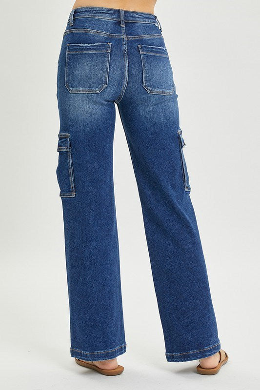 High Rise Wide Leg Cargo Jeans