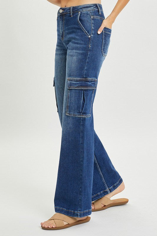 High Rise Wide Leg Cargo Jeans