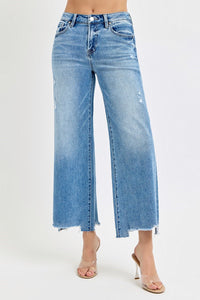 Risen Wide Leg Cropped Jeans
