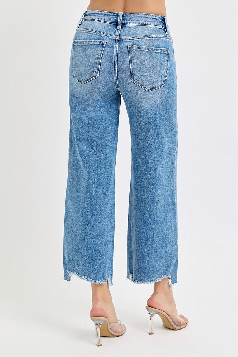 Risen Wide Leg Cropped Jeans
