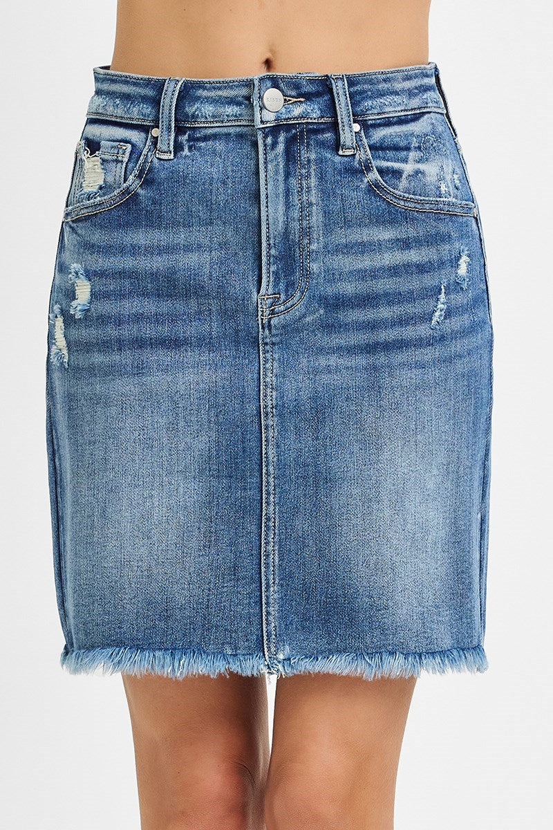 High Rise Denim Mini Skirt