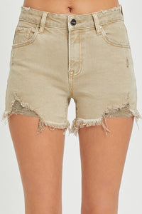 Mid Rise Shorts Frayed Hem