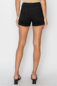 High Rise Cuffed Shorts - Black