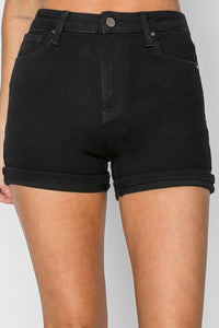 High Rise Cuffed Shorts - Black