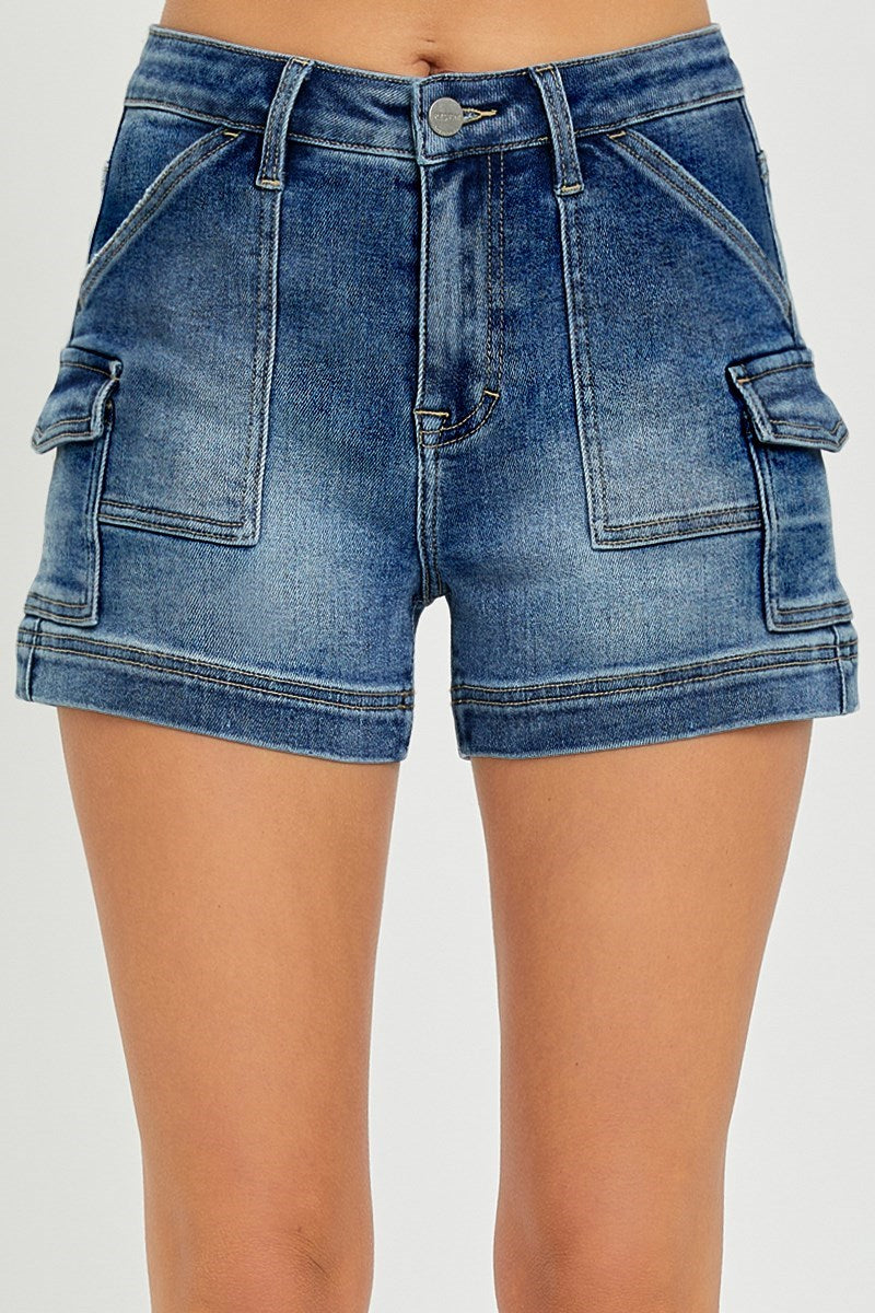 High Rise Side Cargo Pocket Shorts