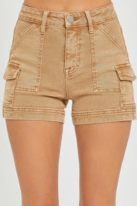 Cocoa High Rise side Cargo Pocket Shorts