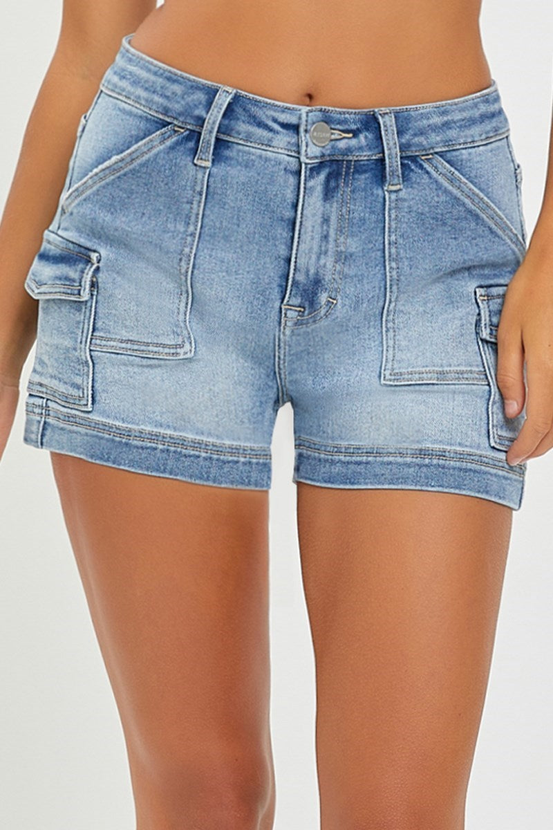 High Rise Side Cargo Pocket Shorts