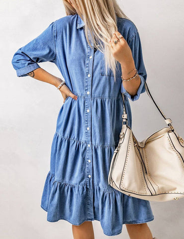 Button shirt denim dress