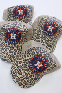 Houston Baseball Leopard Trucker Hat