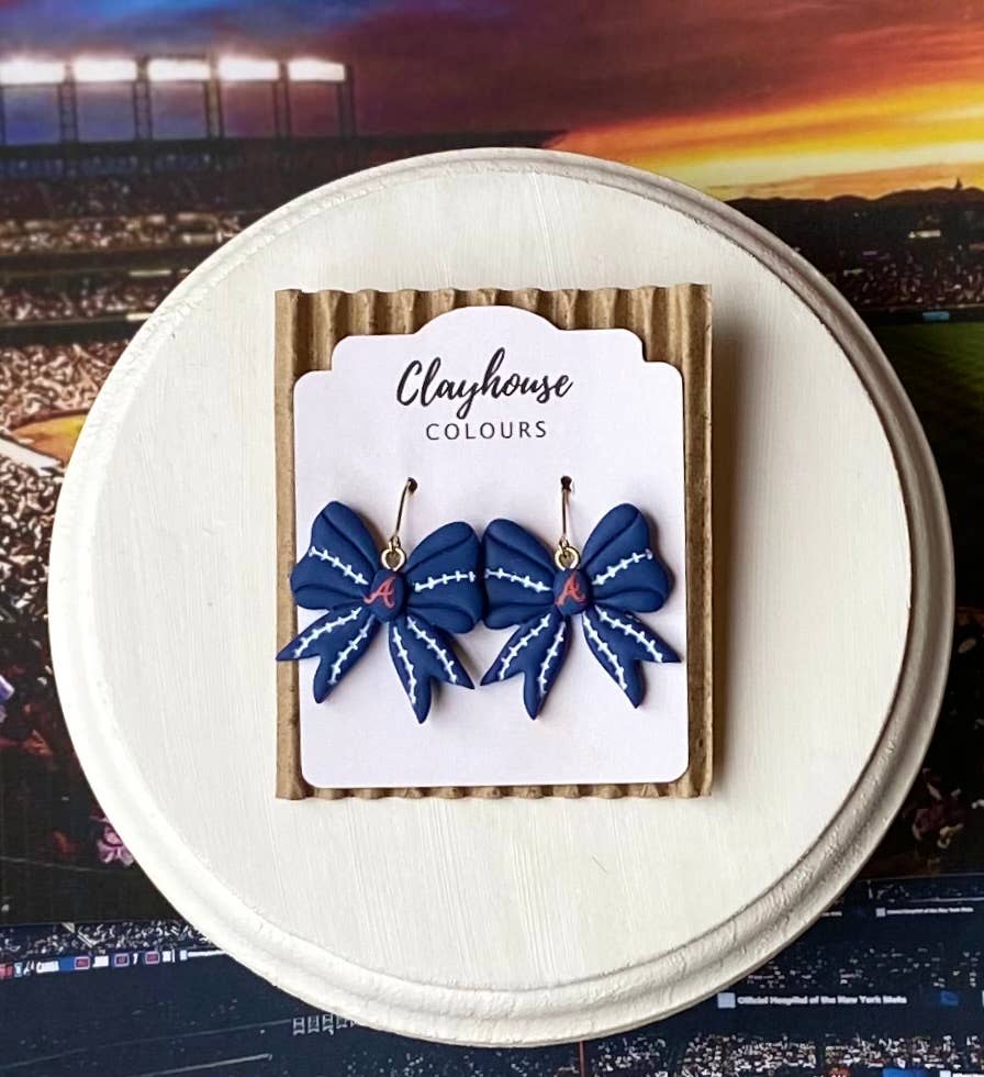 "A" Baseball Bow Earrings  