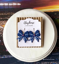 "A" Baseball Bow Earrings  