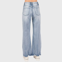 DISTRESSED HIGH RISE COMFORT VINTAGE FLARE JEANS