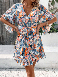 Fresh Ruffled Hem Boho Floral Laced Dress