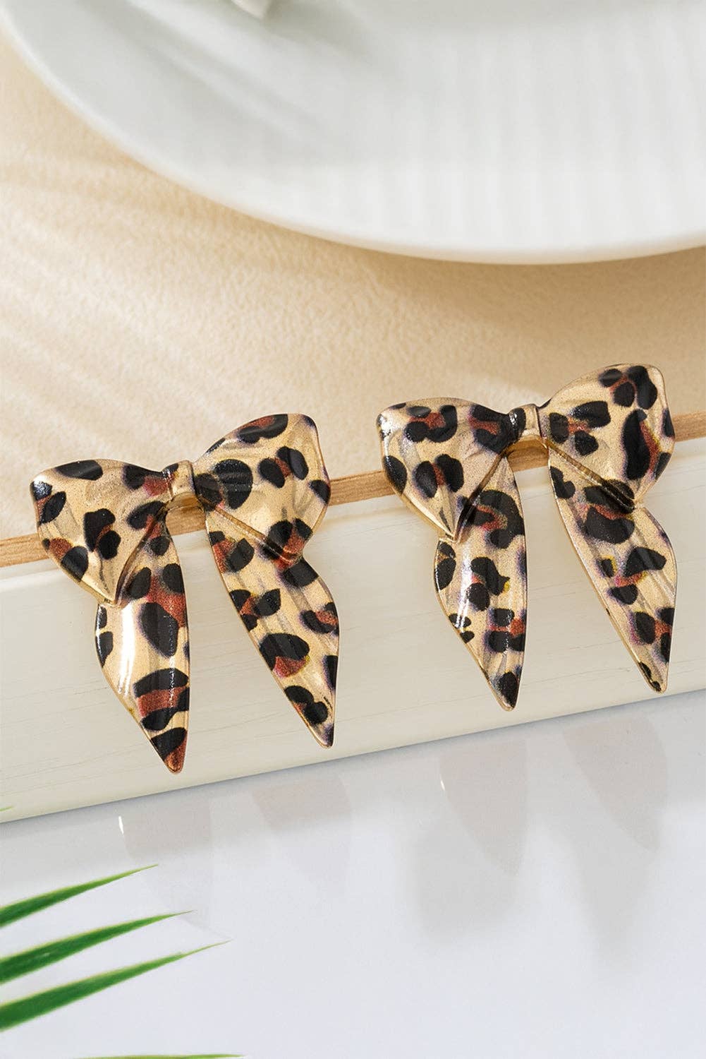 Western Leopard Bow Statement Earrings