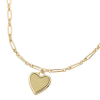 Mother of Pearl Heart Pendant Paperclip Chain Necklace
