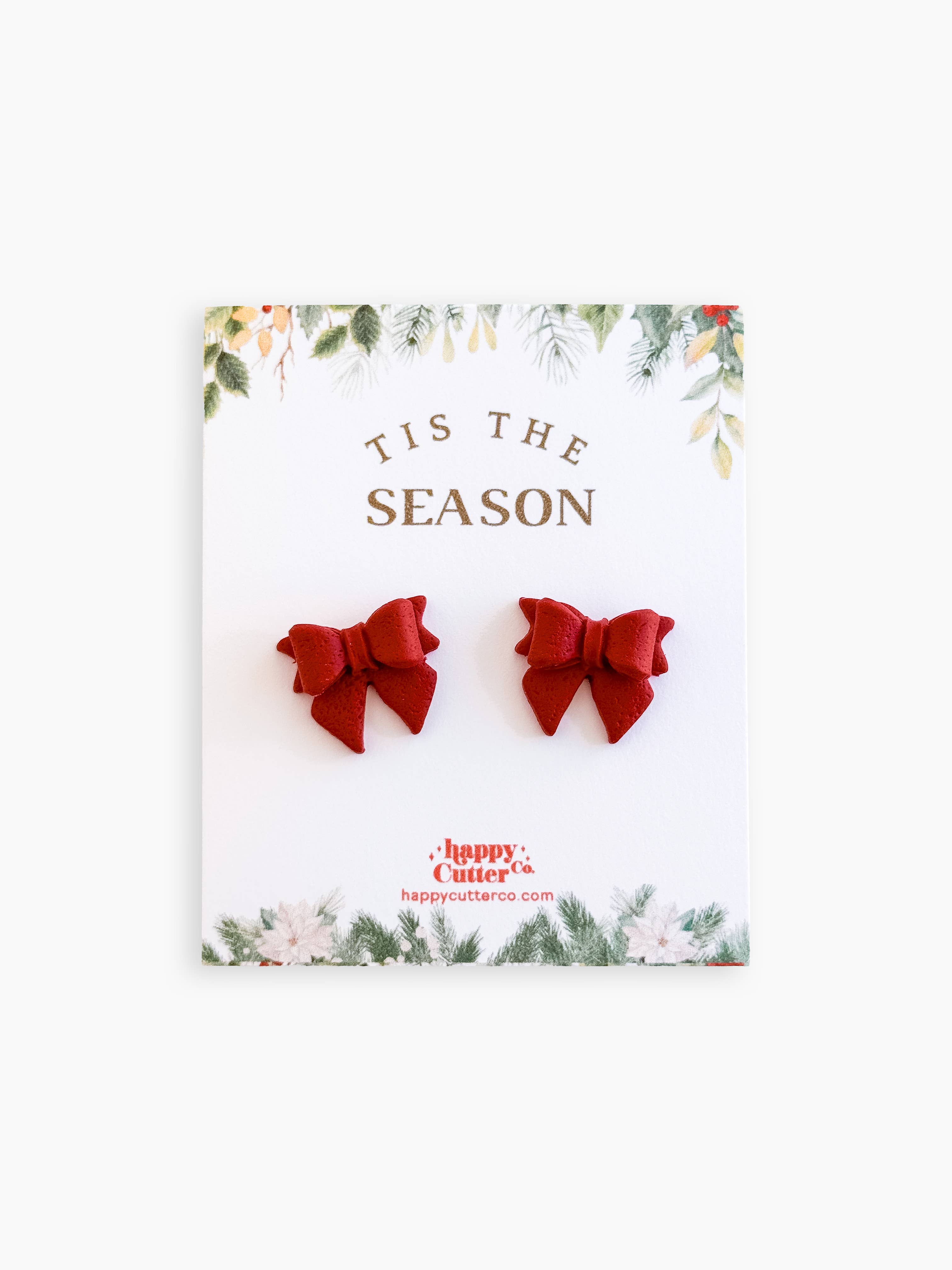 Christmas Studs - Classic Red Holiday Bow Stud Earrings