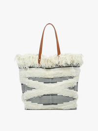 Madison Handwoven Fringe Tote – Woven Cotton Bag | M2091