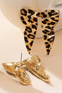 Western Leopard Bow Statement Earrings