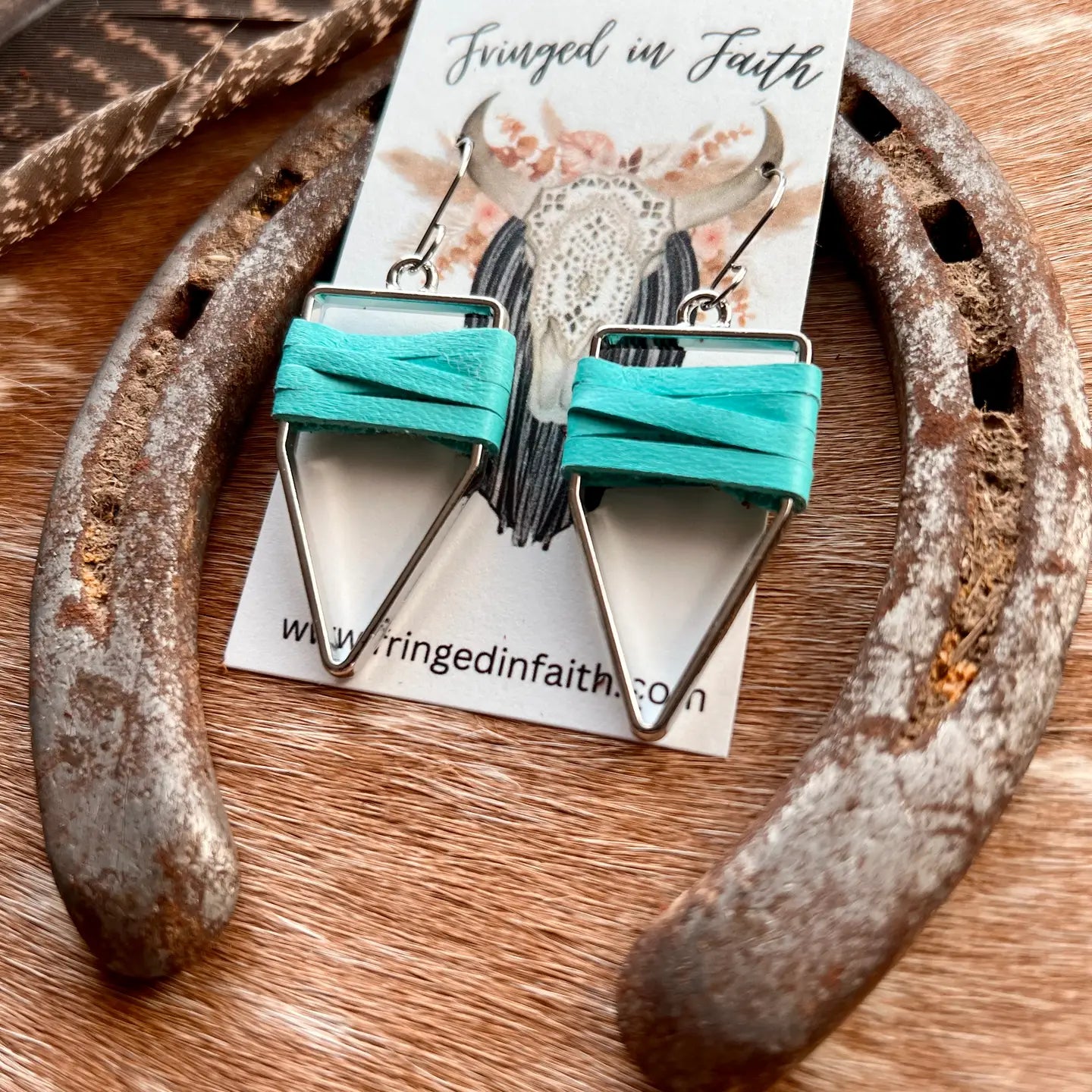 Yellowstone Weaved Arrowhead Hoop | Turquoise