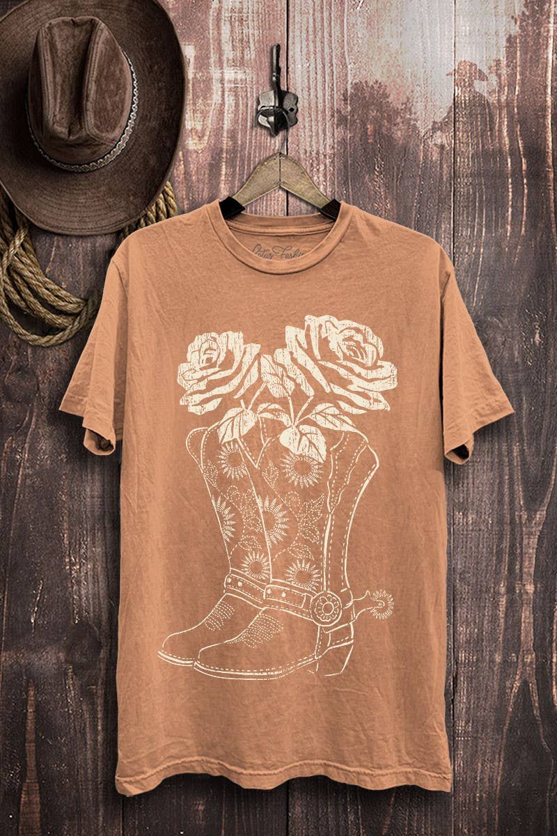 Boots Roses Graphic Top