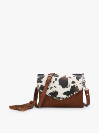 Sloane Flapover Crossbody w/ Whipstitch and Tassel | M1802A