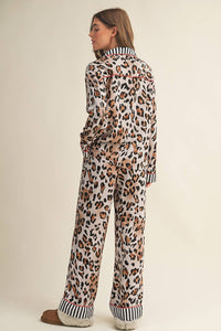 Bold Leopard Striped Shirt & Pants Pajama Set