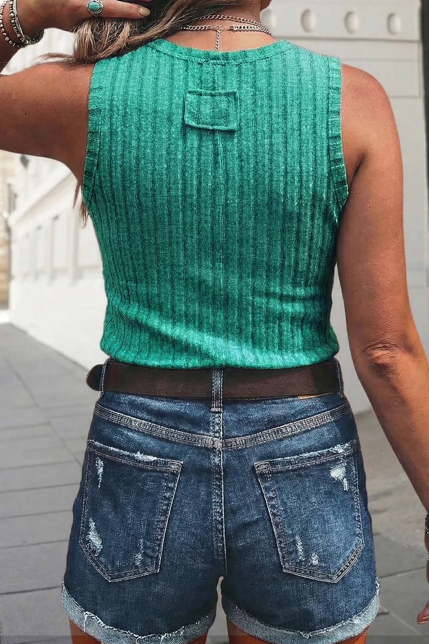 Western Mineral Wash Slim Fit Ribbed Tank Top