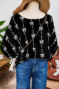 Bow Print Puff Short Sleeve Top