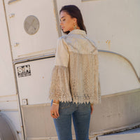 Intricate Crochet Lace Bell Sleeve Western Jacket Shrug