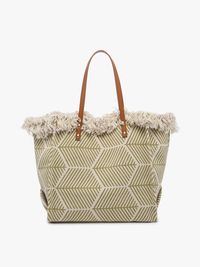Madison Handwoven Fringe Tote – Woven Cotton Bag | M2091