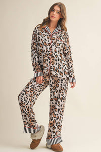 Bold Leopard Striped Shirt & Pants Pajama Set