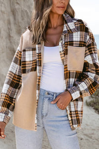 Plaid Knit Patch Shacket